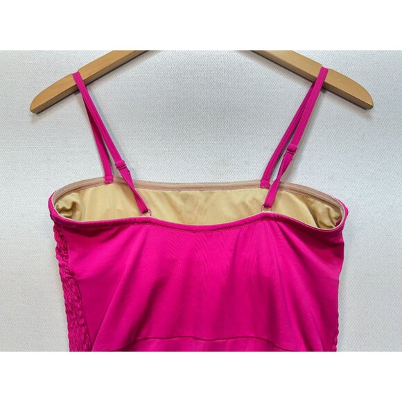 Old Navy Womens Smocked Bandeau One-Piece Swimsuit Size M Hot Pink Stretch Beach - Picture 11 of 11